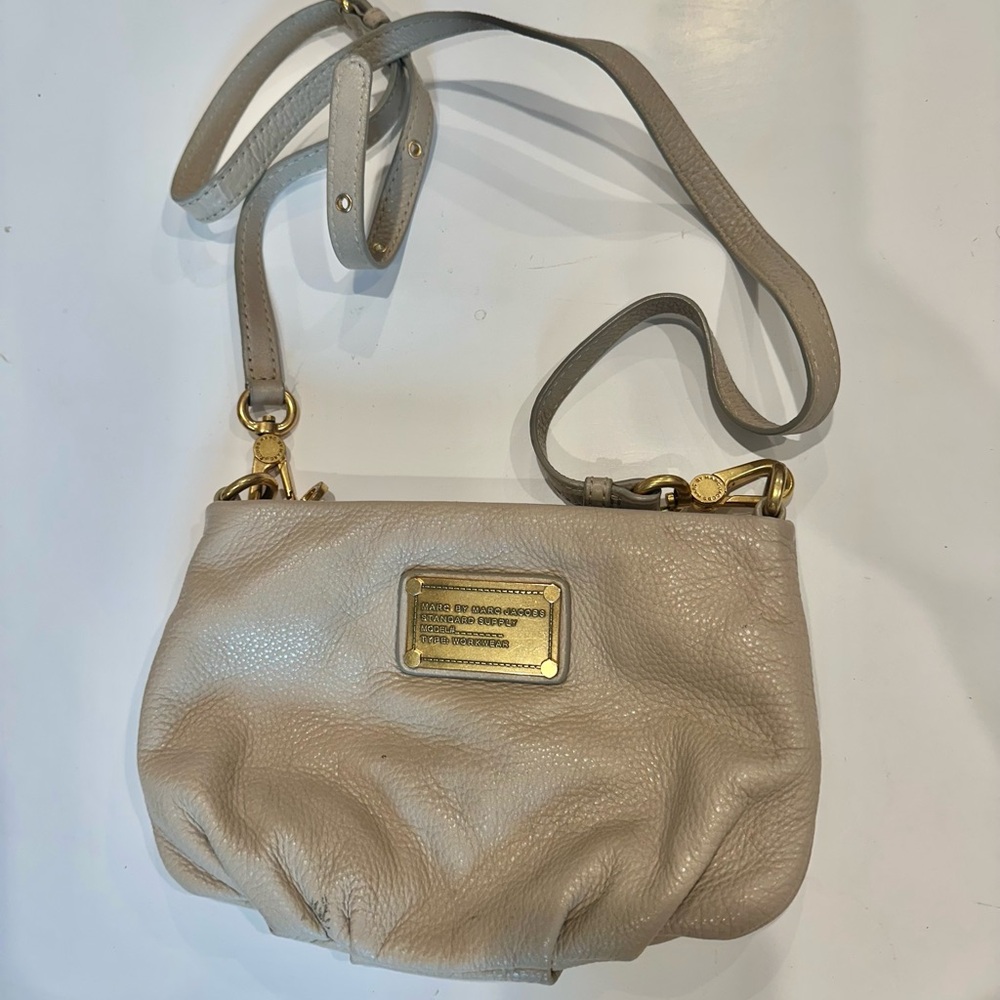 Marc Jacobs Taupe Leather Crossbody Bag